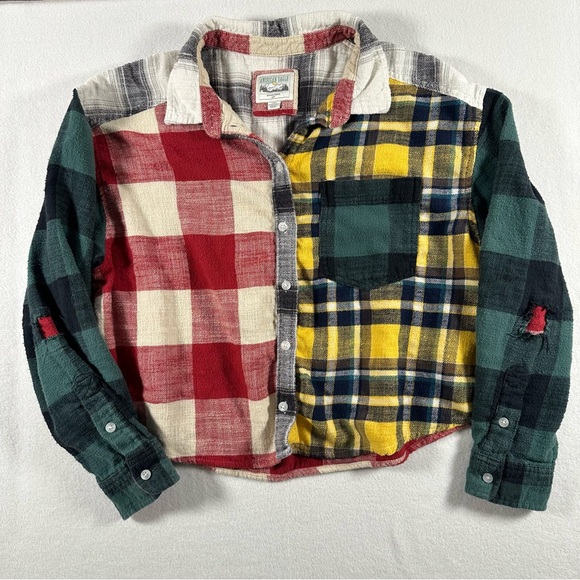American Eagle Outfitters Colorblock Plaid flannel women’s L - Picture 8 of 8